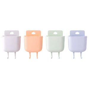 Multi-purpose Plastic Wall Mounted Mobile Charging Holder Set (4 Pc)