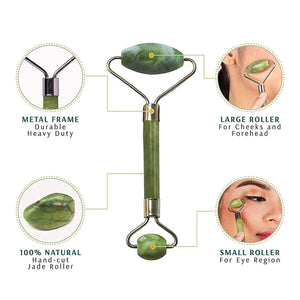 Premium Dual Head Jade Stone Face Roller Gua Sha Massage Tool Set (1 Pc)