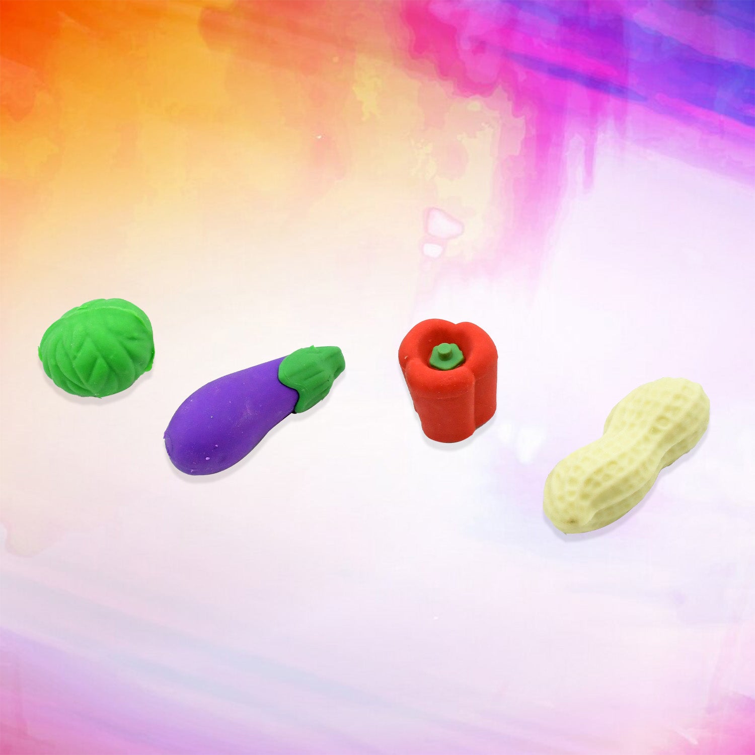 Mini Cute Vegetables And Fruits Erasers Or Pencil Rubbers For Kids 1 Set Fancy Stylish Colorful Erasers For Children Eraser Set For Return Gift Birthday Party School Prize3d Erasers (4 Pc Set)