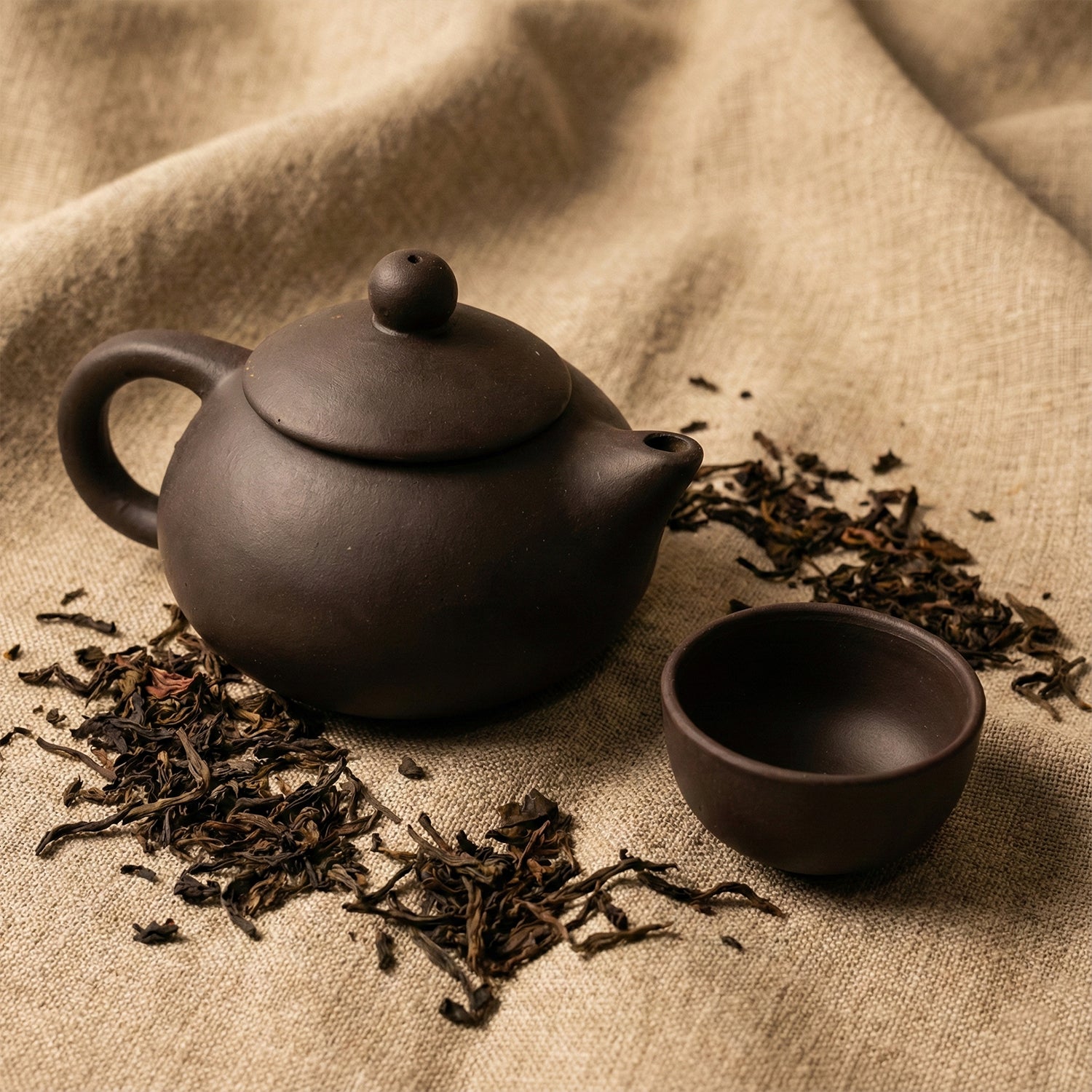 Premium Black Clay Ceramic Tea Set With Teapot 4 Cups