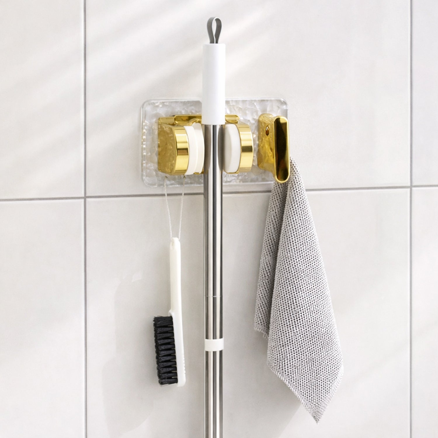 Wall Mounted Broom  Mop Holder With Strong Grip Clips